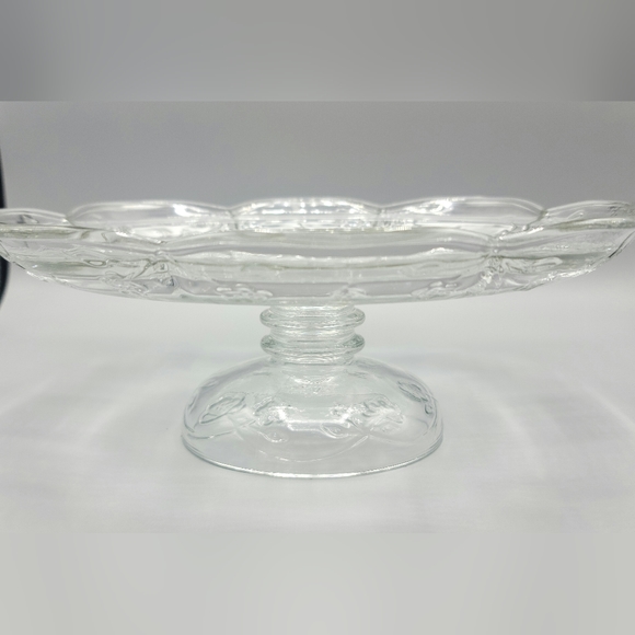 Beautiful Glass Cake Plate with Covered Dome Floral Print VNTG - Picture 9 of 10